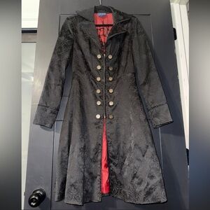 Vintage Captain Hook hot topic black and red luxurious trench coat